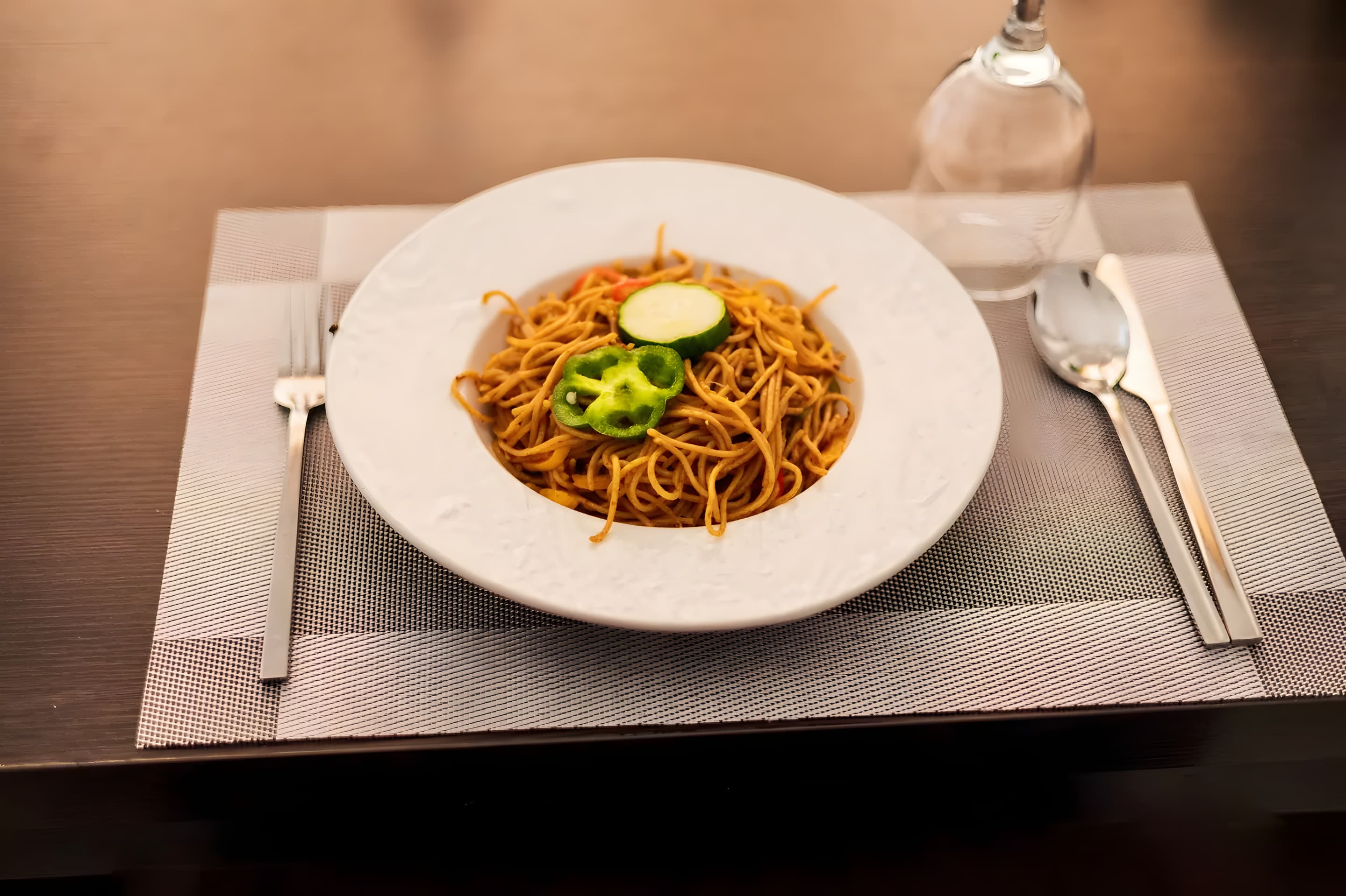 Freshly prepared noodles served at Diplomat Enclave Suites restaurant